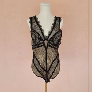 New Bebe Black Lace Summer Bodysuit Y2K